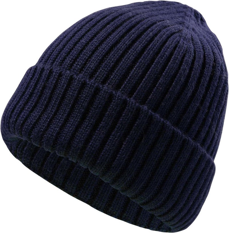 KDVOG Store Kids Merino Wool Beanie Hat,Unisex Children Warm Winter Cuffed Ski Caps Classic Knitted Skull Caps for Boys Girls 7-14Y - Image 1